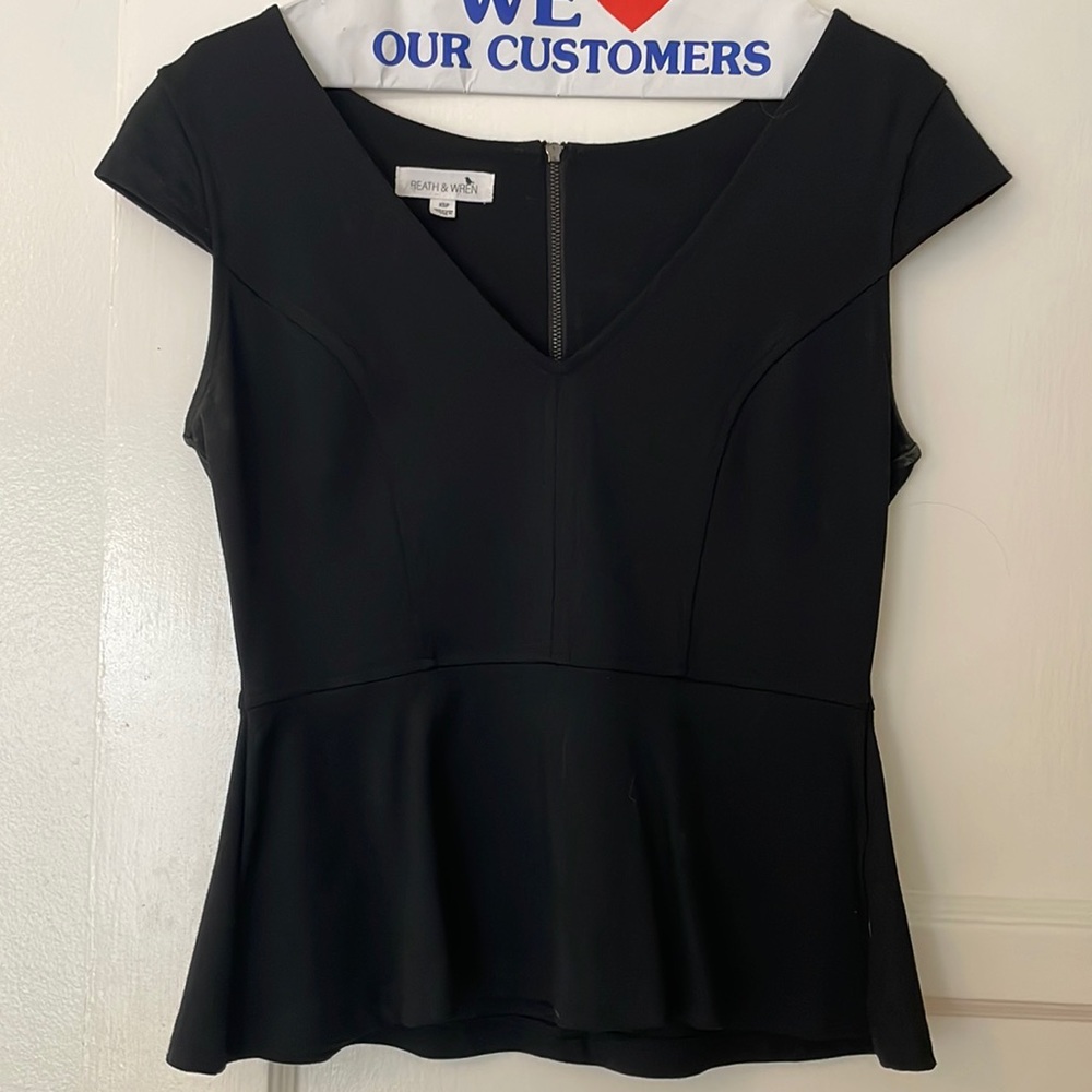 Black deep v Anthropologie peplum top